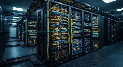 Servermiljö med utrustning för hosting — demobild